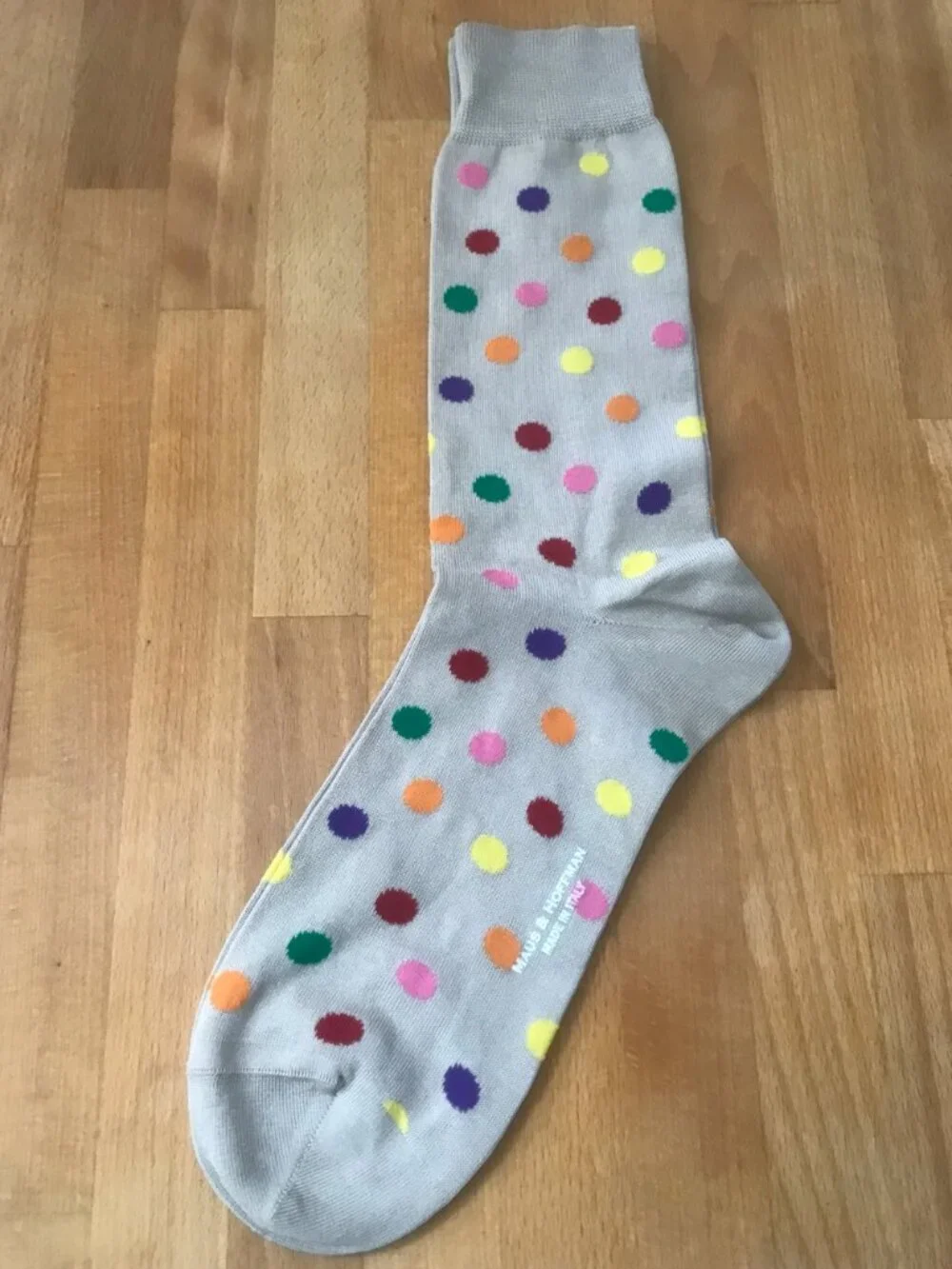 Maus & Hoffman Polka Dot Italian Dress Socks in Tan